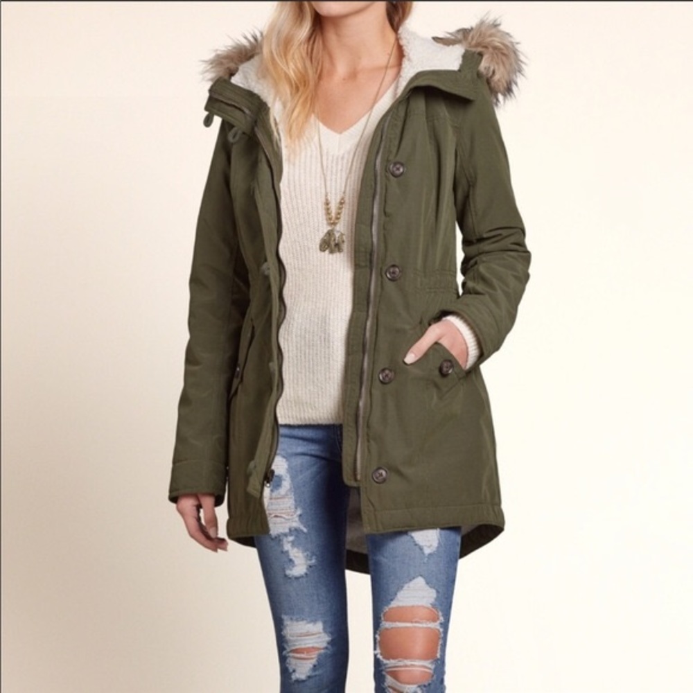 Hollister heritage sherpa lined parka